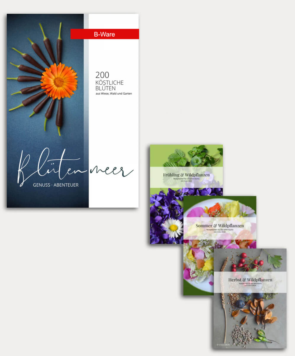 Blütenmeer-GenussAbenteuer-COCO-GRÜN-Print B-Ware und Rezept BUNDLE Print