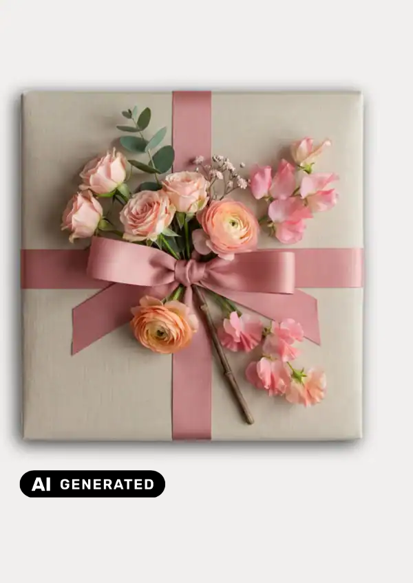 Geschenk Bundle digital - Geschenkpaket mit rosa Blüten dekoriert COCO GRÜN Geschenk Bundle digital - Geschenkpaket mit rosa Blüten dekoriert COCO GRÜN