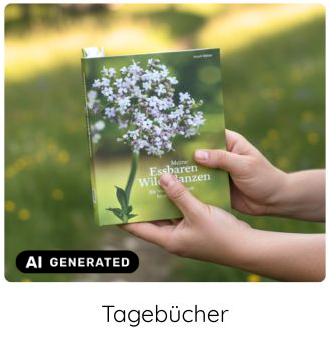 Zwei Hände halten das Wiesen-Tagebuch von COCO GRÜN. Auf einer Lichtung.
